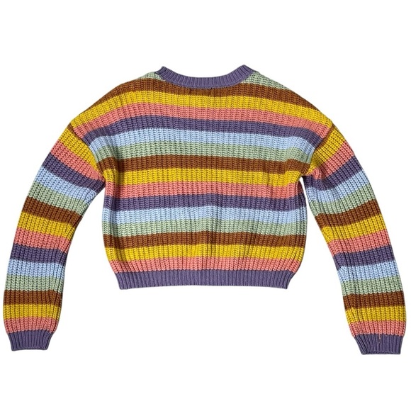 Art Class Purple and Yellow Crew Neck Cropped Sweater - M (7/8) - Picture 7 of 7